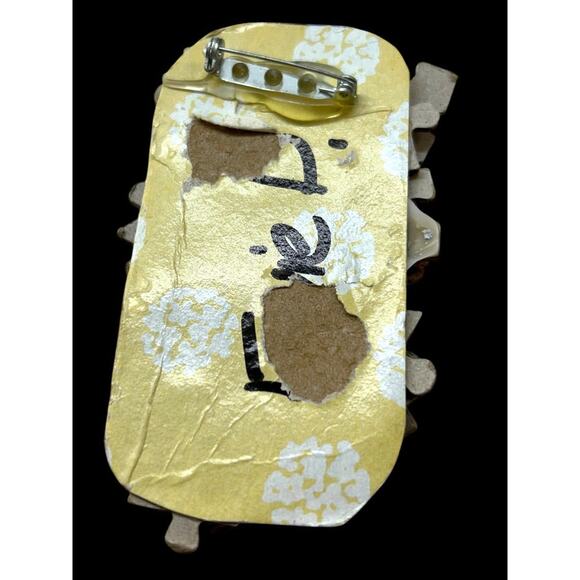 Handmade Brooch Puzzle Pieces 3.5" x 1" Bright Colorful Pin - Picture 4 of 6